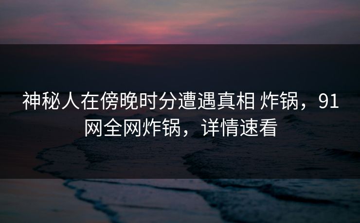 神秘人在傍晚时分遭遇真相 炸锅，91网全网炸锅，详情速看